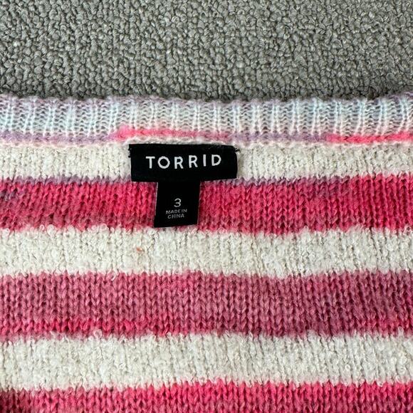 Torrid Sweater Knit Crewneck Pastel Stripe Size 3X - Picture 3 of 6